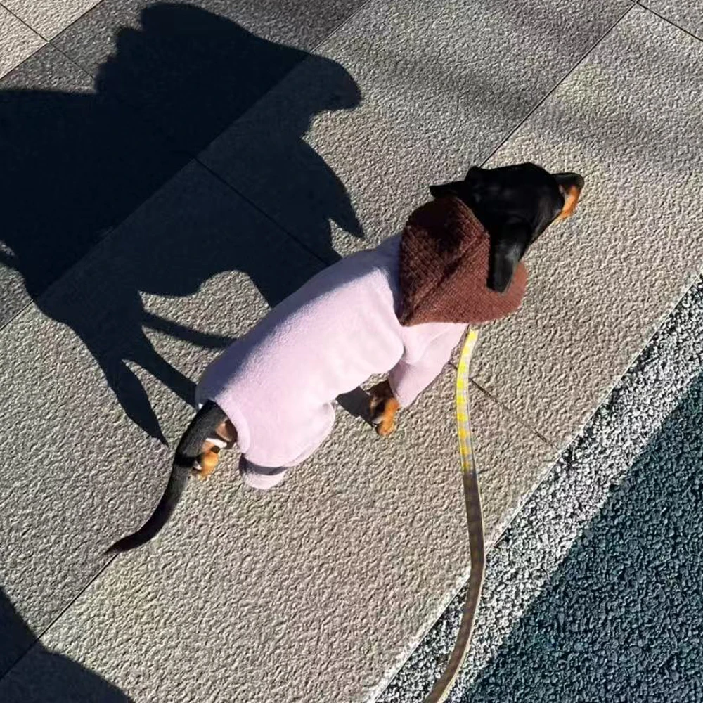 Suéter cálido de manga larga de 4 patas para perro salchicha en miniatura, abrigo de lana gruesa de invierno para perros Wiener, pijamas dulces para perro femenino - imagen 4