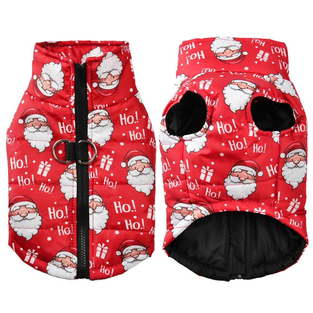 Disfraz navideño para mascotas, chaqueta cálida para perros pequeños y medianos, bonito chaleco con estampado de muñeco de nieve para cachorros, abrigo con anillo en D para Chihuahua - imagen 5