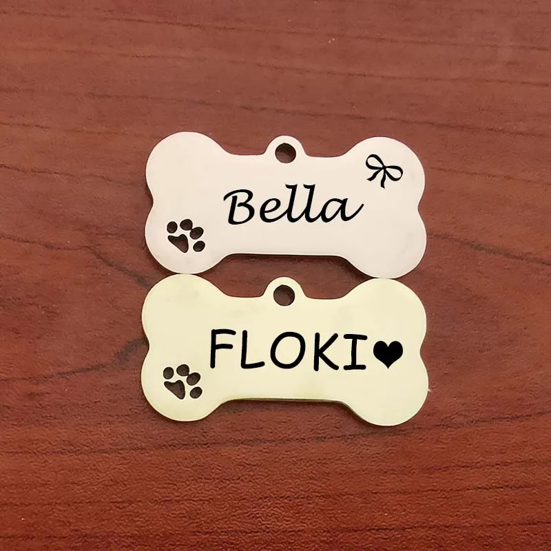 Etiqueta de identificación de mascota, llavero grabado gratis personalizado para gato, cachorro, perro, llavero colgante, pata de hueso, accesorios para mascotas - imagen 2