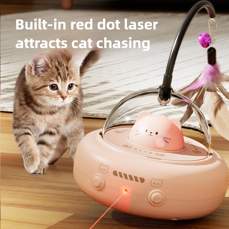Juguetes inteligentes automáticos para gatos, palo eléctrico de Teaser para gatos con campana, juguetes de entrenamiento para mascotas, suministros interactivos de plumas reemplazables para gatos - imagen 3