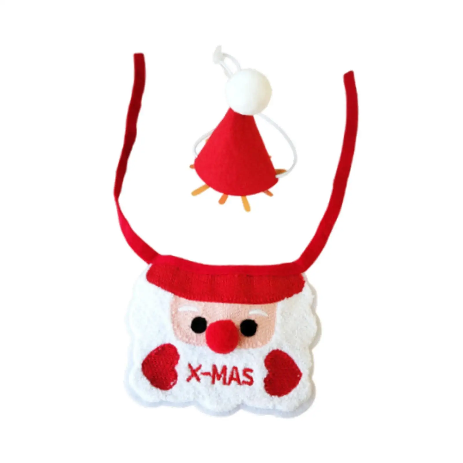 Christmas Pet Bib with Hat Soft for Small Dogs Cats Pets Gift Festival Party Winter Holiday Xmas Pet Costume Accessories Lovely
