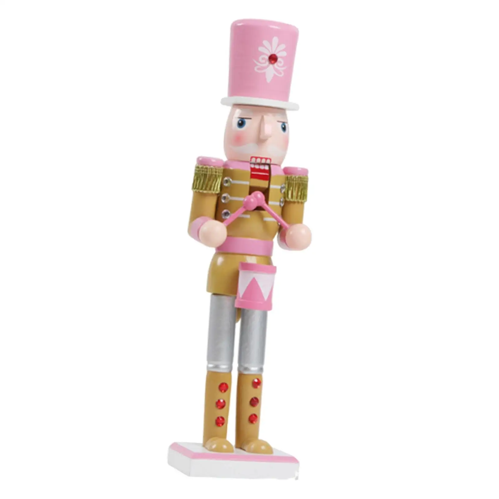 Wooden Nutcracker Statue Classic Christmas Figurine Home Decoration Ornament for Living Room Bedroom