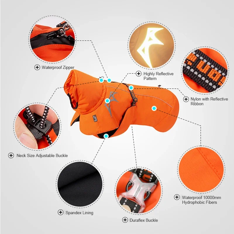 Truelove-abrigo calentador de invierno para perros, chaqueta para mascotas, ropa para perros a la moda, impermeable, reflectante, a prueba de viento, abrigo para perros al aire libre TLG2372 - imagen 3