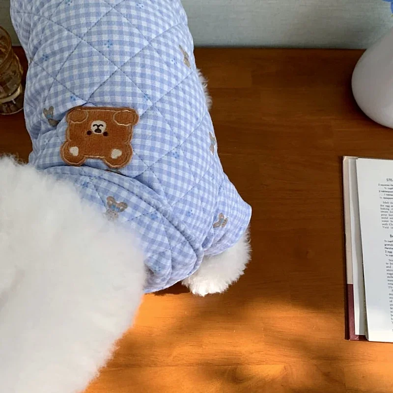 Ropa de algodón de cuatro patas para perros, abrigo de peluche, ropa cálida de invierno, ropa de dibujos animados para perros pequeños, monos gruesos para caniche, chaquetas - imagen 4