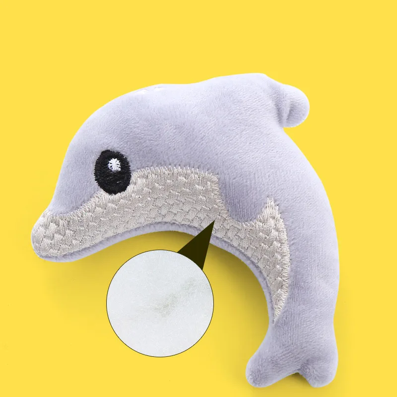 Nuevo juguete de peluche para gatos con forma de delfín con hierba gatera, juguete molar interactivo suave para gatitos y gatos adultos, - imagen 3