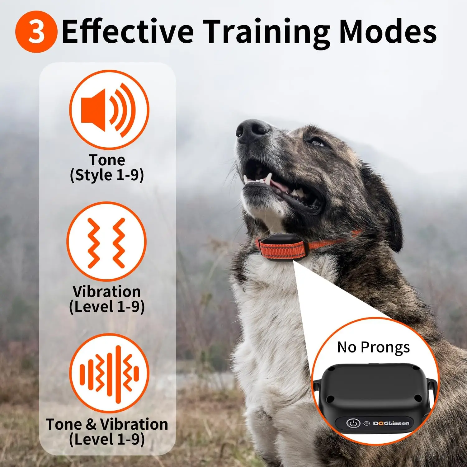 Collar vibratorio para perros sin choque, Collar de adiestramiento remoto para perros, alcance de 3300 pies, Collar vibratorio para perros de 9 tonos de estilo para perros de todas las razas - imagen 4
