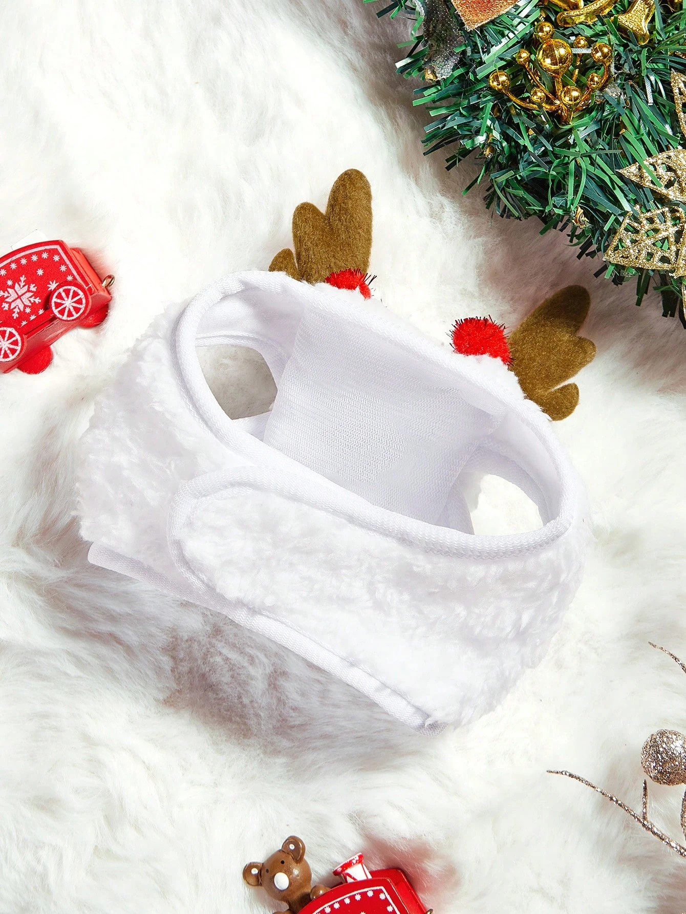 1 pieza de sombrero de árbol de asta de mascota de Navidad, sombrero de perro peludo para decoraciones de fiesta de Navidad de gato/perro, adecuado para mascotas pequeñas a medianas