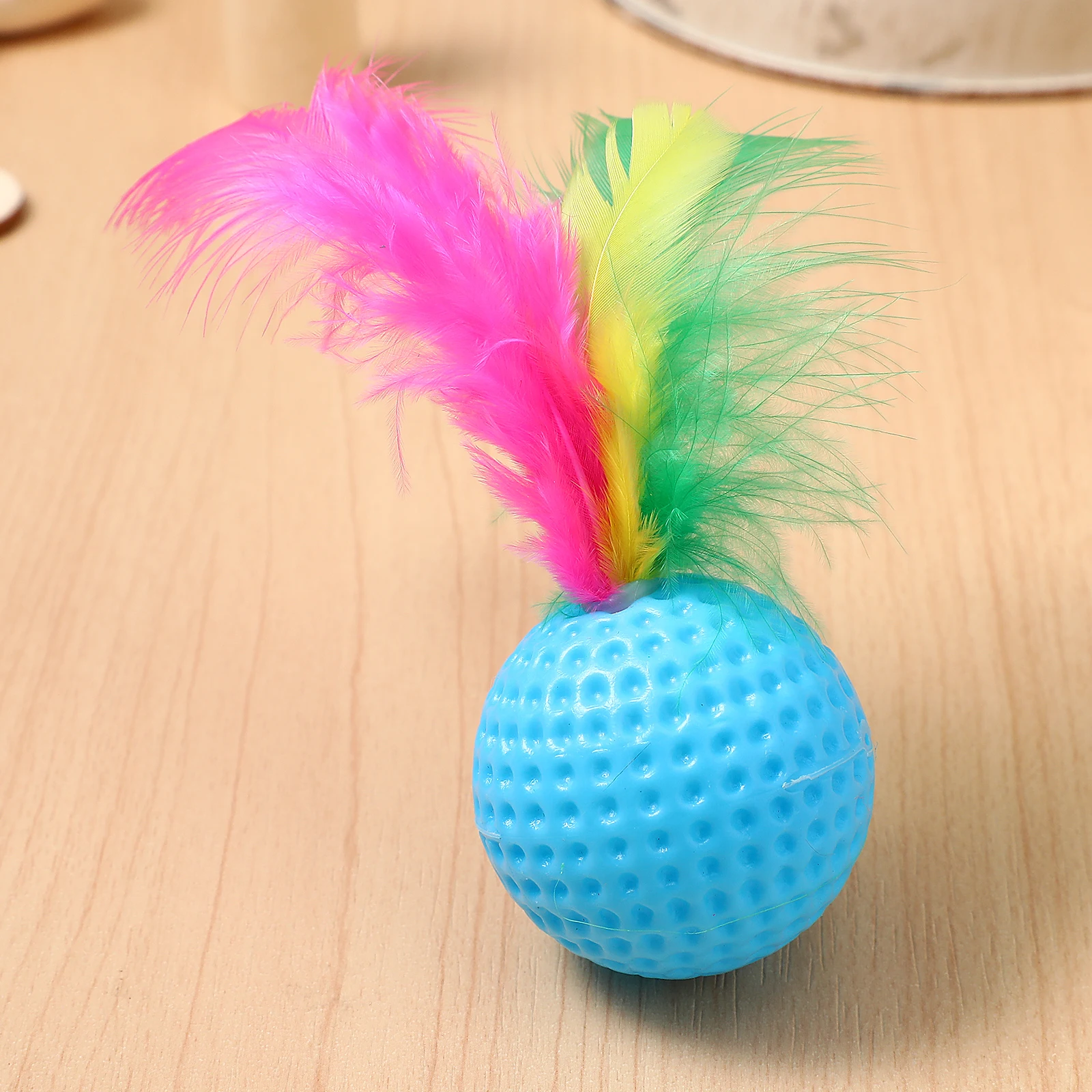 Pelota interactiva para gatos con sonido y plumas, juguete colorido para gatitos para jugar y hacer ejercicio, juguetes para mascotas oxidantes para gatos de interior - imagen 4