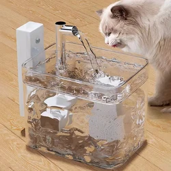 Dispensador de agua para mascotas de 1,5 l con bomba, fuente de agua de circulación automática para gatos, bebedero transparente silencioso antiseco USB para gatos