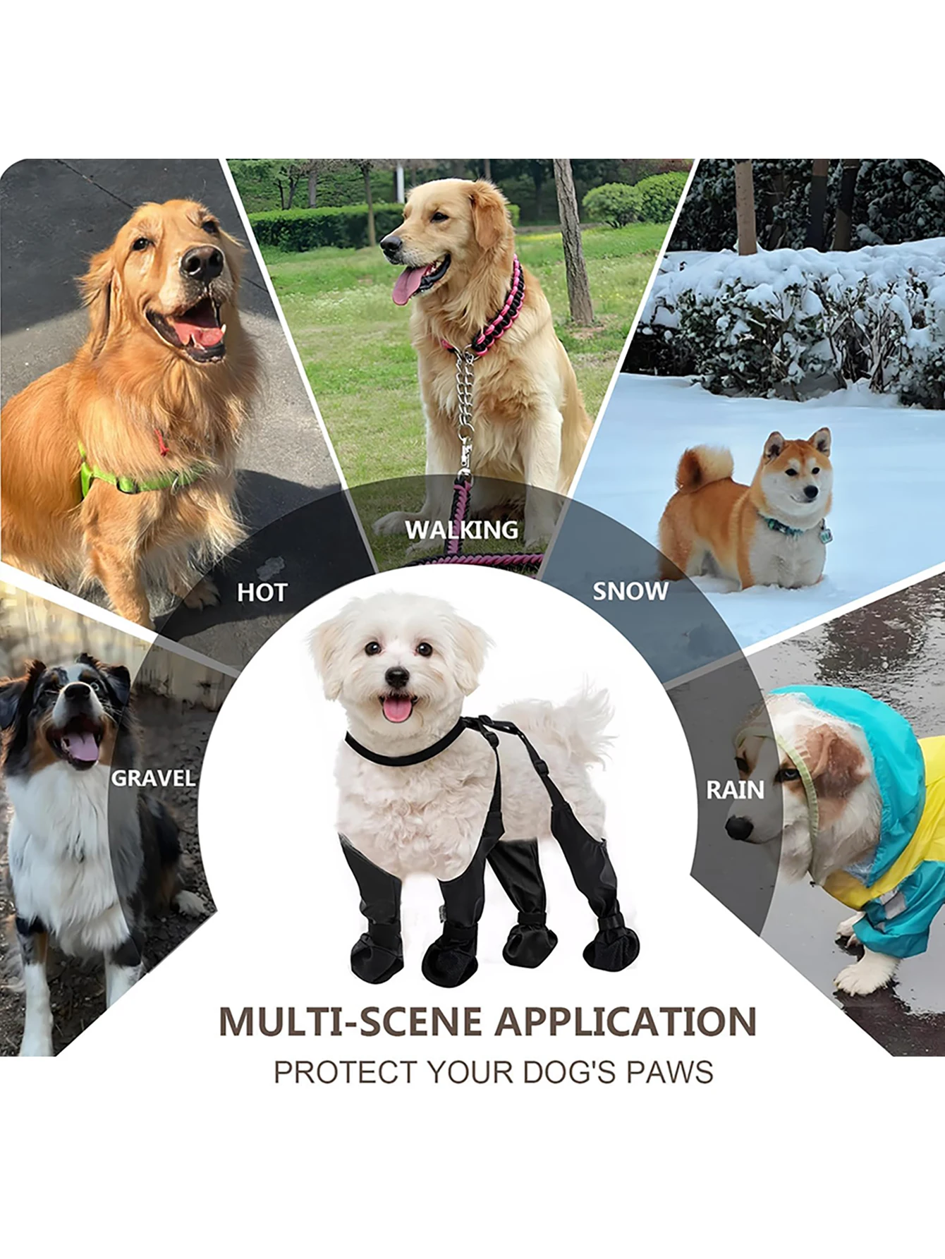 Botas impermeables con suela antideslizante para perros, lluvia y nieve - imagen 3