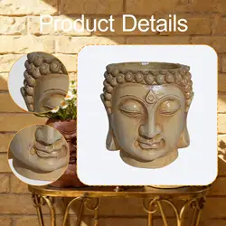 Maceta con cabeza de Buda - macetero decorativo para exterior y jardín