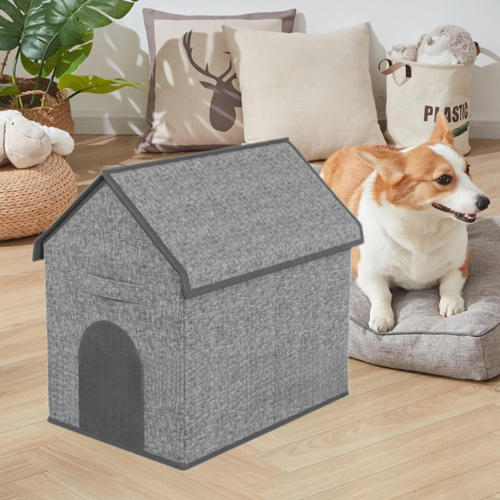 Foldable Dogs Toy Storage Basket with Handle 43x31x40cm Storage Bin Oxford Fabric