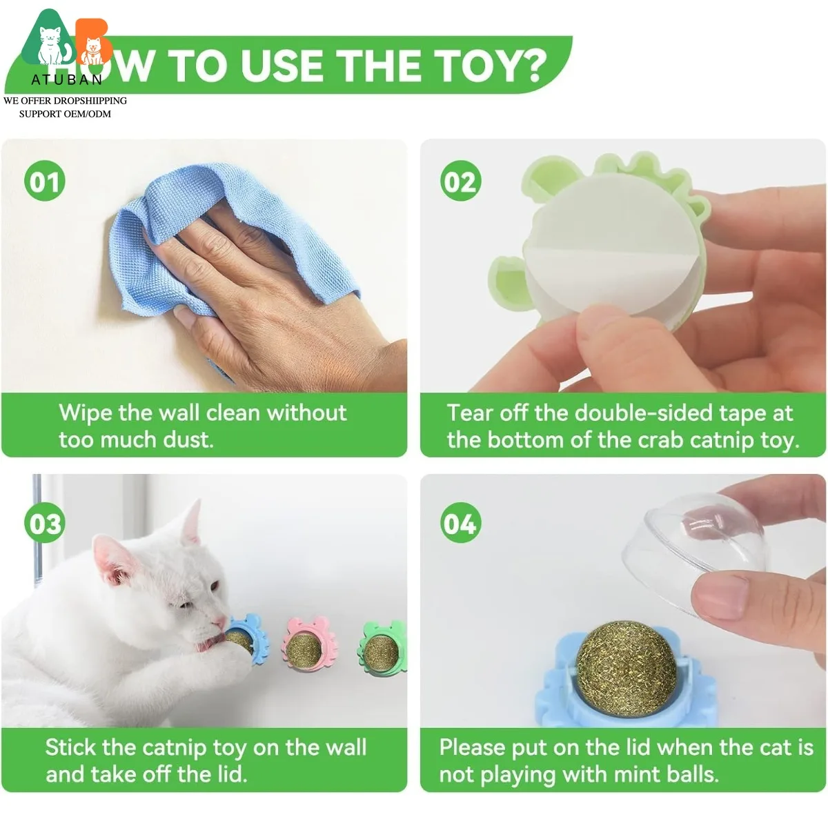 ATUBAN 3PCS Bola de pared de hierba gatera, juguetes para gatos Bolas de hierba gatera para gatos Bola de hierba gatera montada en la pared Juguete Bola de lamer de gato de pared - imagen 5