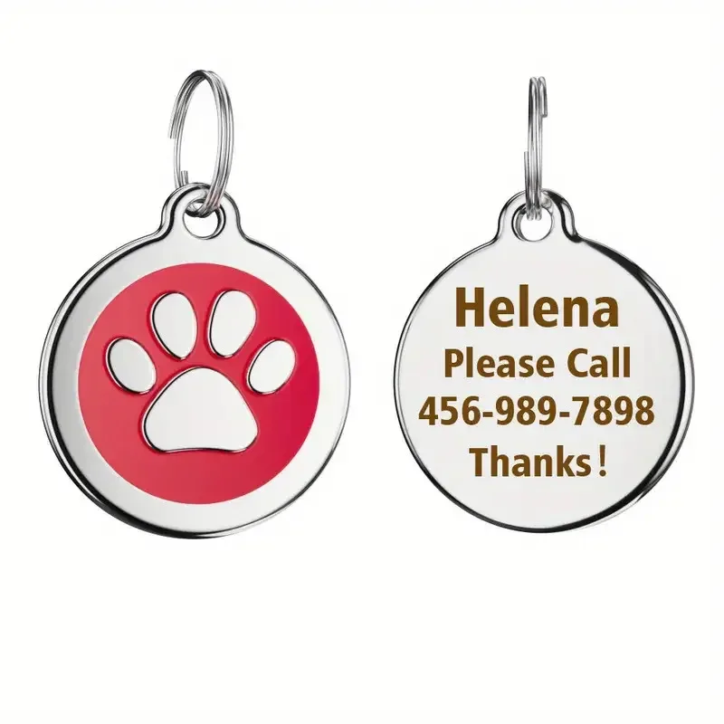 Etiqueta de identificación de gato con pata personalizada, grabada con nombre de mascota, placa de identificación personalizada para evitar pérdidas, adecuada para perros pequeños y gatos, 1 ud. - imagen 4