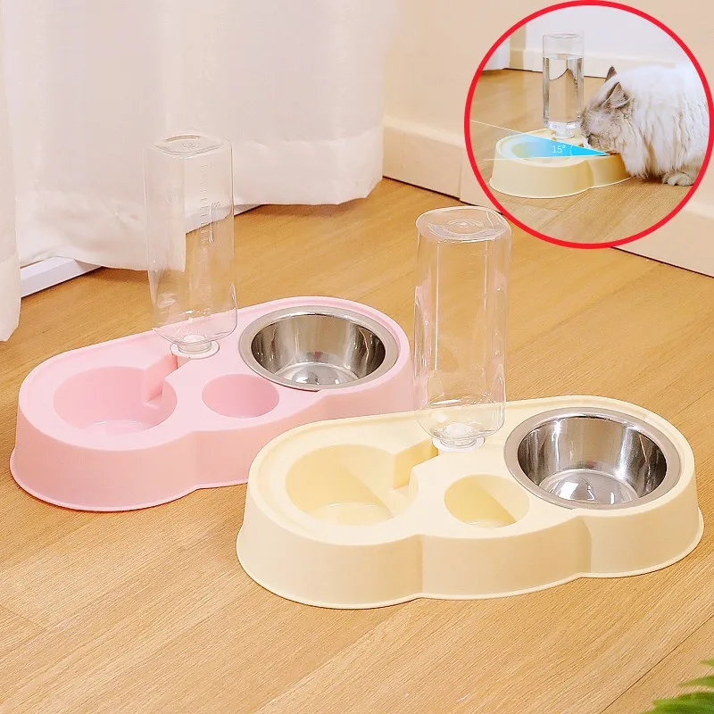 Cuenco para perros de acero inoxidable, cuenco para comida para perros, cuencos dobles portátiles para alimentación de perros, cuencos para perros de 500ml, contenedor de comida, suministros para mascotas