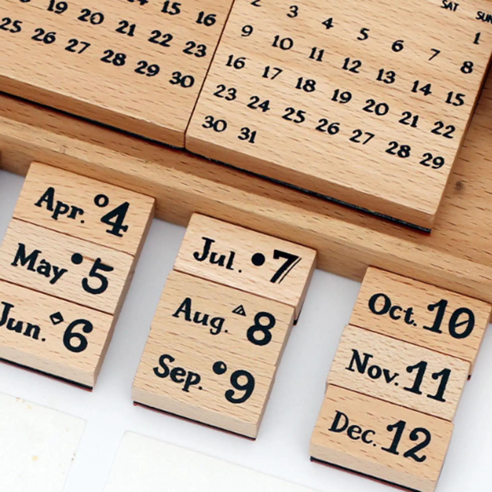 Sellos de madera multiusos, juego de estampado de calendario creativo para álbum de recortes, diario de balas y suministros de álbum decorativo - imagen 5