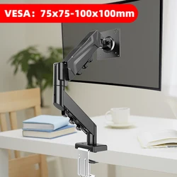 Soporte de monitor individual para pantallas VESA de hasta 32 ", soporte de computadora, brazo de pantalla ajustable, soporte de tableta, soporte de abrazadera de escritorio