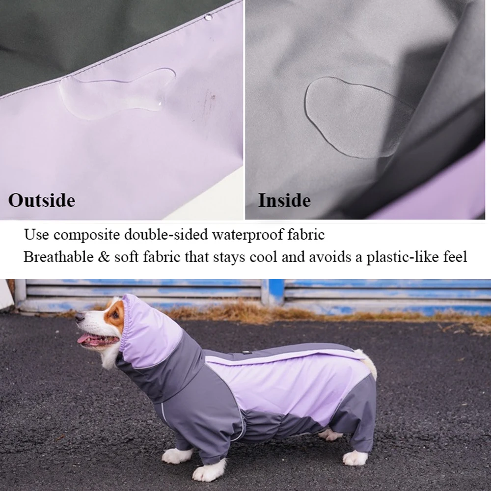 Chubasquero para perros Corgi, impermeable, cubierta de cuerpo completo, chaqueta de lluvia para perros de pierna corta, transpirable, recortable, ropa de lluvia para mascotas - imagen 5