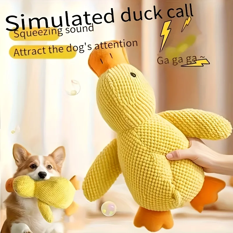 Juguete de peluche para perro, pato amarillo, masticable suave, razas pequeñas y medianas, con efectos de sonido interactivos, ideal para jugar y entrenar, 1 Uds. - imagen 5