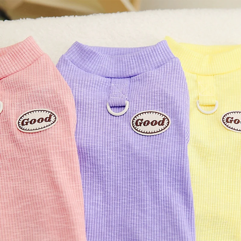 Ropa fina de verano para perros, camisa bonita y sólida para perros, jerséis para cachorros a la moda, jerséis suaves transpirables para gatos, camisa para mascotas, disfraces para Chihuahua - imagen 5