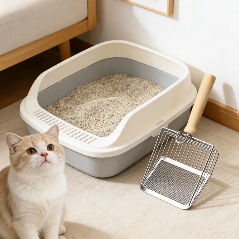 Pala para arena de gatos – Acero inoxidable con mango de madera - imagen 5