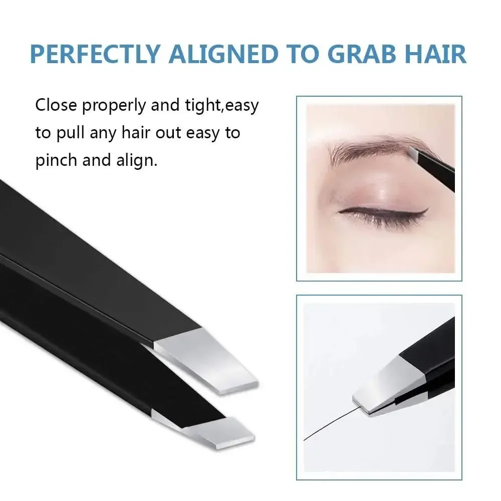 Juego de 4 pinzas de paquete: pinzas profesionales de acero inoxidable para hombres y mujeres, pinzas de precisión para cejas para barbilla de vello facial - imagen 4
