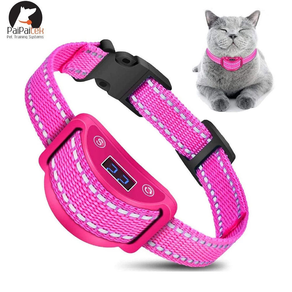 Collar antimullidos para gatos, Collar automático sin vibración de choque para gatos, Collar diseñado para entrenador de gatos para dejar de morir, 1-5 niveles