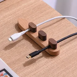 Organizador de cables de pared de madera, enrollador de cables adhesivo para teléfono, ratón, Cables de datos, escritorio, soporte de gestión del hogar