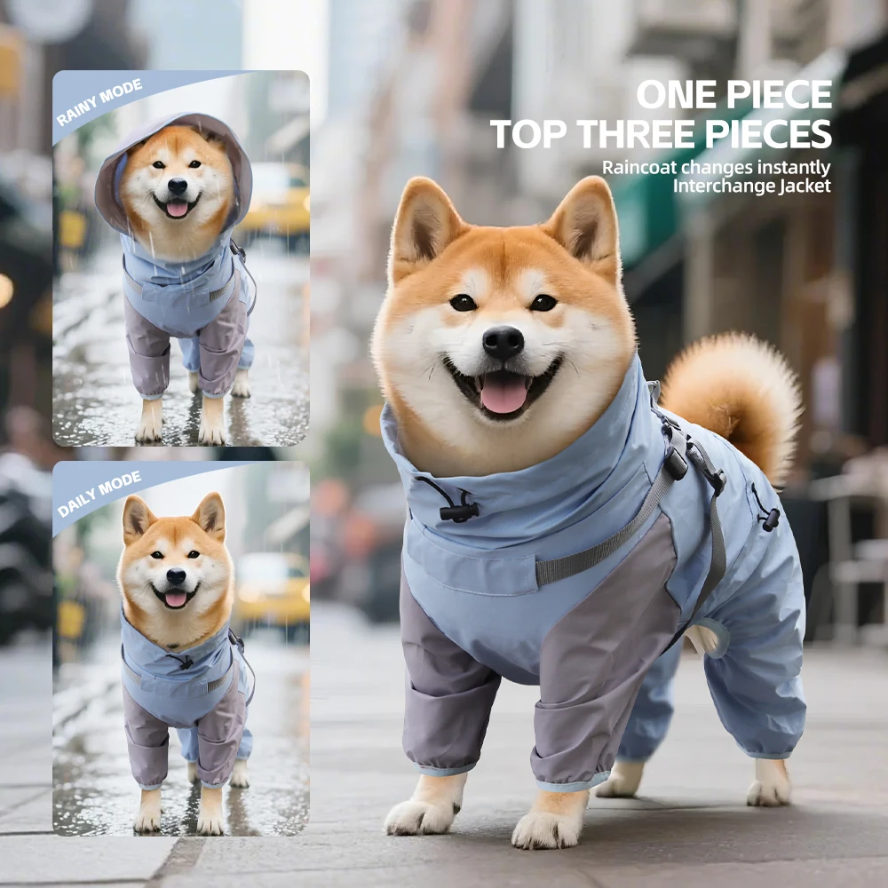 Chubasquero Impermeable con capucha para perros pequeños y medianos, chubasquero desmontable para mascotas, mono Doberman Corgi mascotas ubranie dla psa - imagen 4