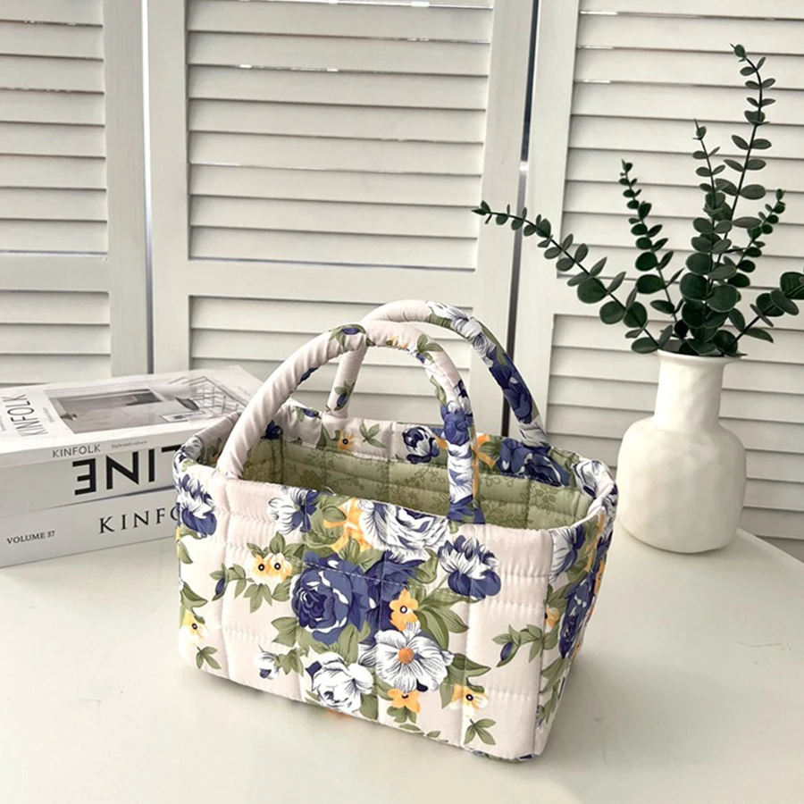 Cesta almacenamiento acolchada floral con asas para gatos y perros - imagen 5