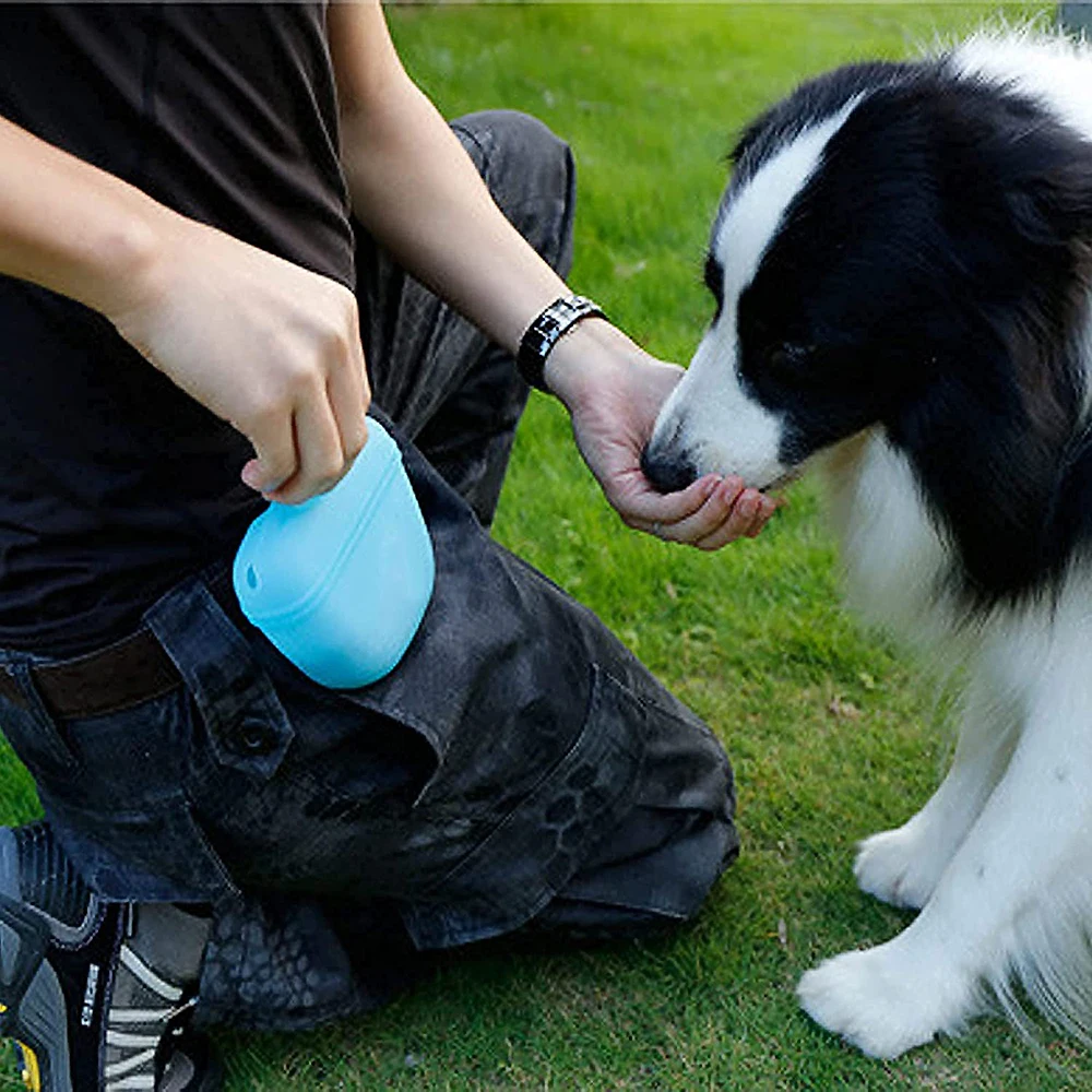 Bolsa de silicona para premios de perros, bolsa de cintura portátil para entrenamiento de perros, alimentador al aire libre, bolsa de aperitivos para cachorros, bolsa de almacenamiento de recompensa de comida para masc - imagen 3