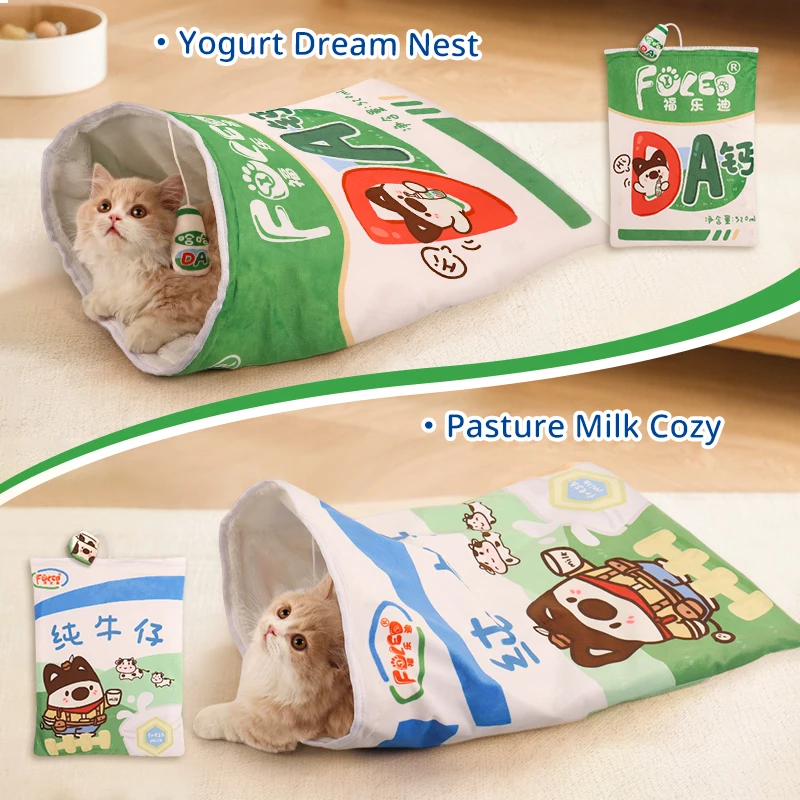 Juguete interactivo de túnel para gatos, regalo de Navidad, bolsa de taladro plegable con bola de felpa, diversión para juegos de mascotas - imagen 5