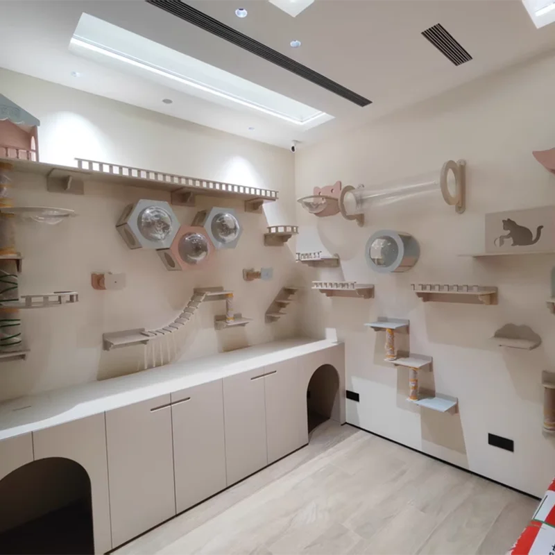 Juego de muebles para gatos, hamaca para rascar gatos, escalera de madera, juguetes para gatos de interior, descanso y juego - imagen 5