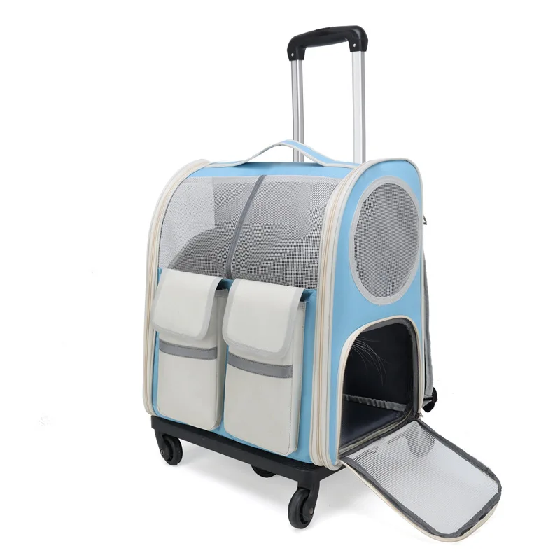 Mochila transpirable plegable con ruedas para perros y gatos - imagen 5