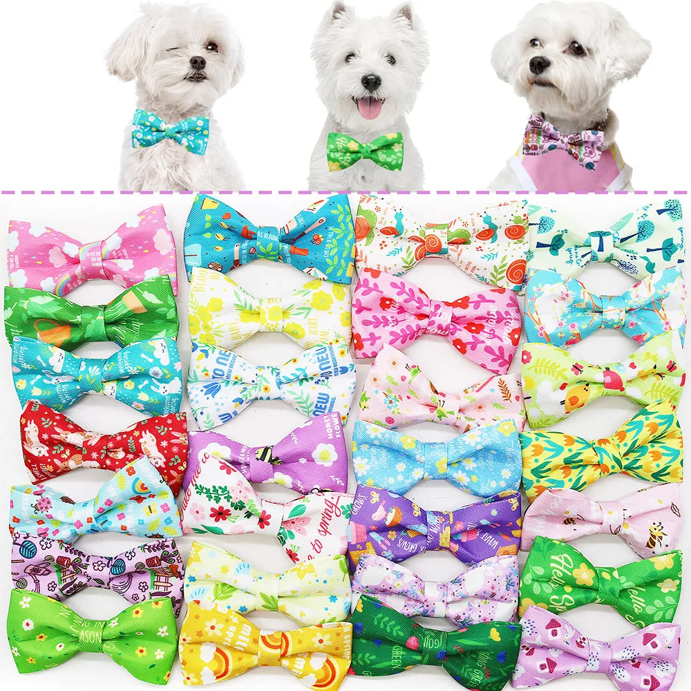 50 Uds. Pajaritas extraíbles para perros y cachorros, pajarita para perros de primavera, corbatas a la moda, Collar de aseo para perros pequeños y bonitos, accesorios para perros