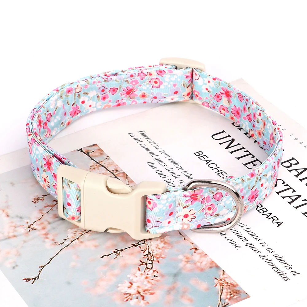 Collar de nailon a la moda para perros, collares para perros con flores de primavera, bonito Collar para cachorros y gatos, Collar para perros pequeños, medianos y grandes, S M L, rosa - imagen 3