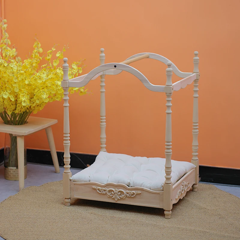 Cama para gatos de madera maciza, camas para perros y gatos, muebles Retro para casa para gatos, camas para mascotas, gatos, suministros para perros, tienda para ocultar casas para mascotas para perros - imagen 2