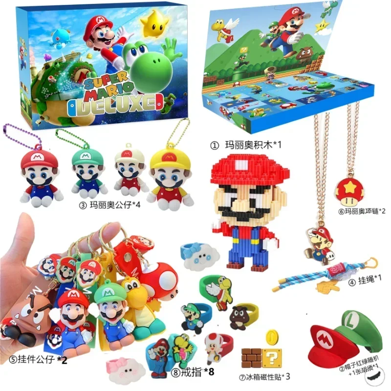 Caja de calendario de Adviento de Super Marios Bros, figura de acción de Anime bonita, adornos de muñecas pequeñas, calendario de Navidad de 24 días, juguete para regalo para niños - imagen 3