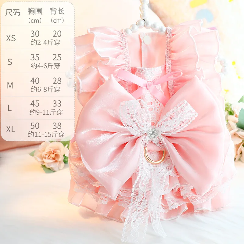 Nuevo vestido de princesa para perros con falda estilo Lolita con lazo para Chihuahua, Bichon, traje de peluche, vestido para perros pequeños - imagen 5