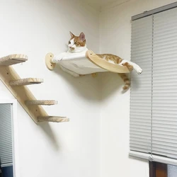 Hamaca de pared para gatos con escalones y estante de cuerda