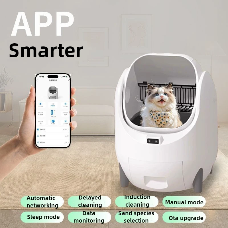 Caja de arena eléctrica inteligente para gatos, limpieza automática, esterilización, desodorización, a prueba de salpicaduras, orinales Extra grandes para gatos - imagen 2