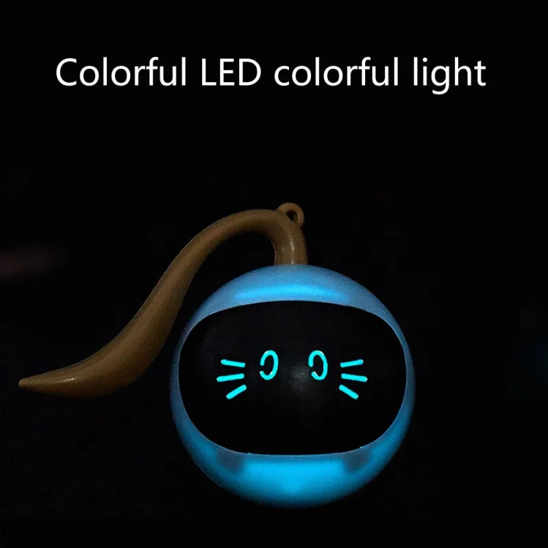 Juguete interactivo inteligente para gatos, bola LED auto giratoria colorida para mascotas, juguetes automáticos recargables por USB para gatitos, accesorios para gatos - imagen 2