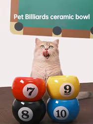 Cuenco cerámico gato diseño billar colorido – Soporte cervical