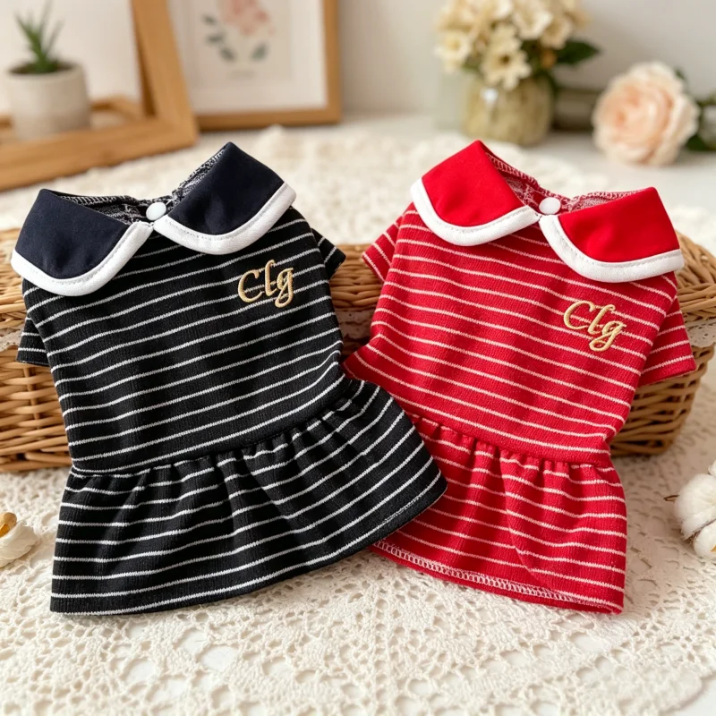 Vestido a rayas para perros y gatos – Ropa de moda para mascotas - imagen 4