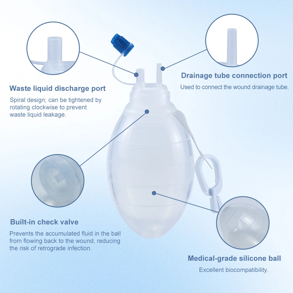 Sistema de drenaje médico de silicona, bola de presión negativa, tubo de drenaje estriado redondo, equipo veterinario, instrumentos quirúrgicos para mascotas - imagen 2