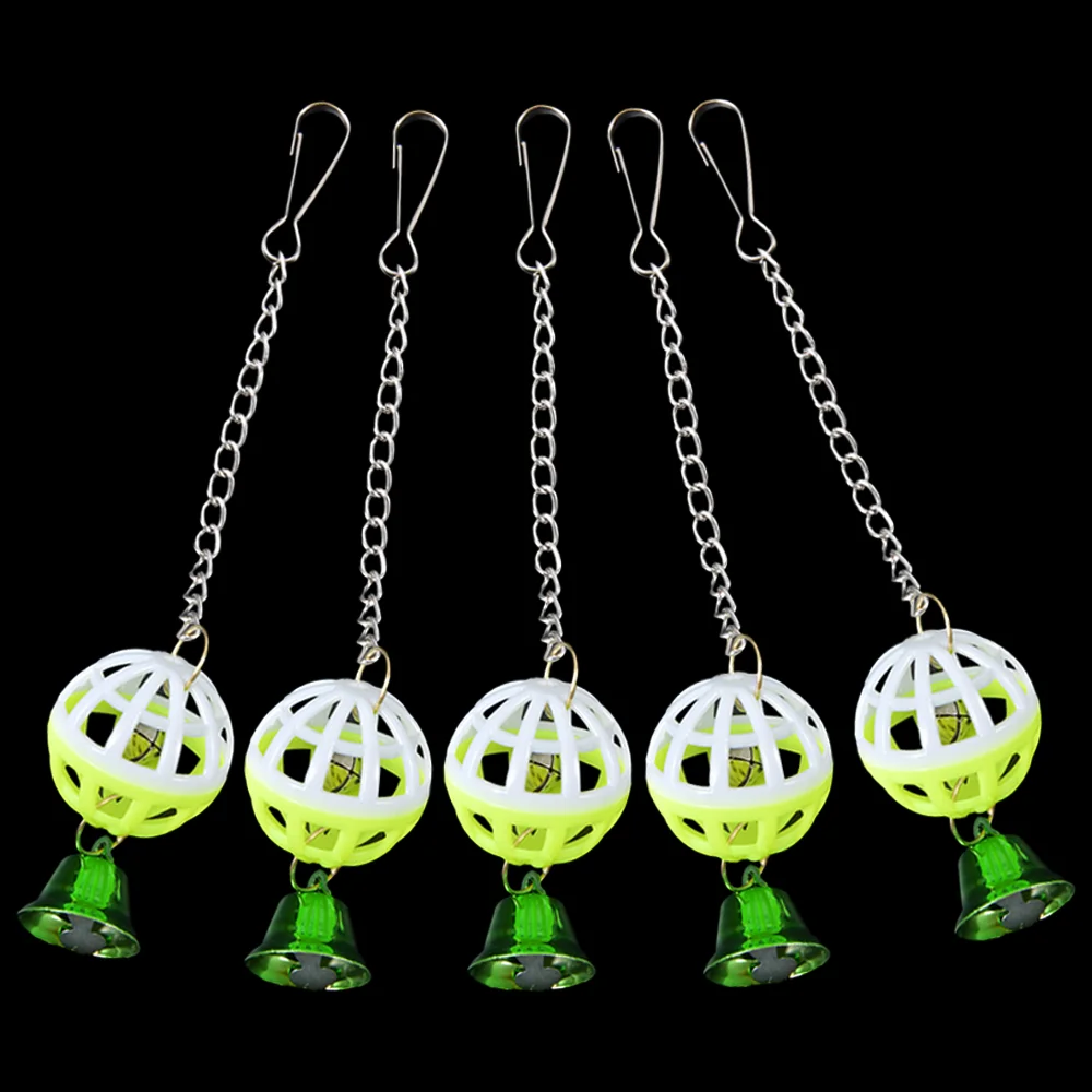 Juguetes bonitos para loros, juguetes para mascotas, periquito para escalar, morder, masticar, columpio colgante, Bola de campana, anillos de campana de dos colores para pájaros - imagen 5