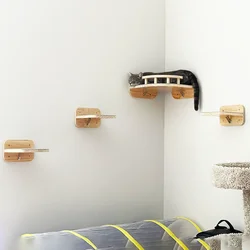 Escalera de sisal con plataforma para gatos – Instalación en pared