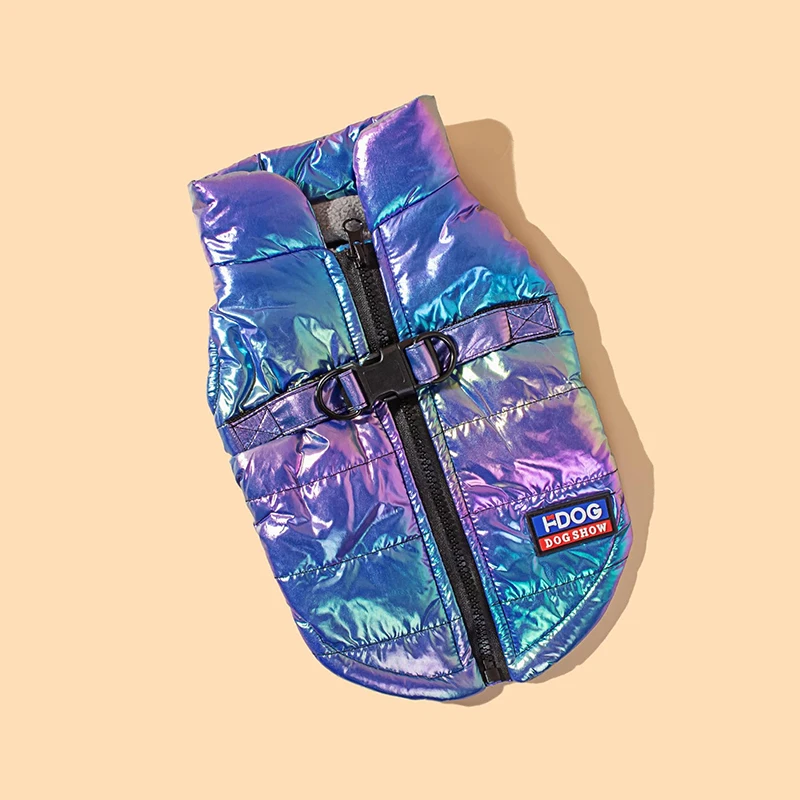 Chaleco impermeable reflectante para perros de color degradado con forro polar para calidez y diseño reflectante elegante - imagen 5