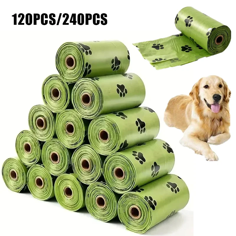 Bolsas gruesas para excrementos de perros, bolsa de basura a prueba de fugas para mascotas, para caminar al aire libre, 120 Uds./240 Uds.