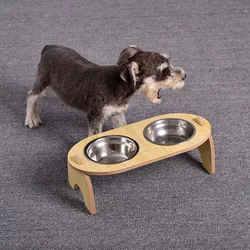 Cuenco elevado 15° para gatos y perros – Madera ergonómica cervical